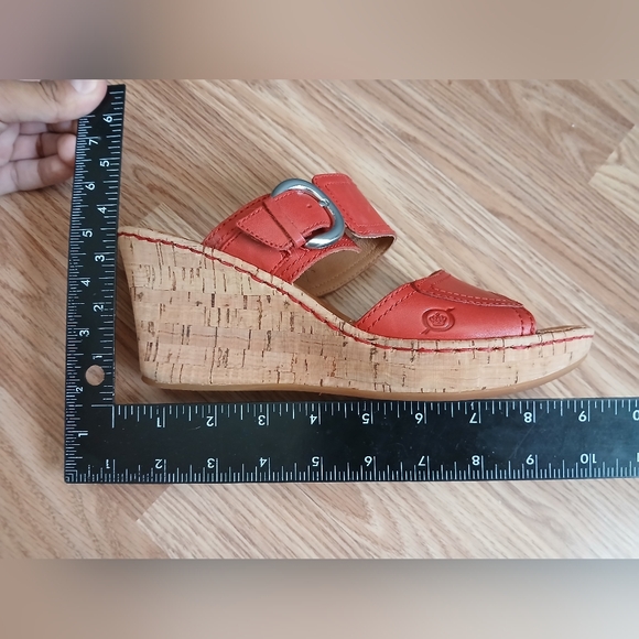 Born Red Leather Wedge Sandals - Picture 9 of 10